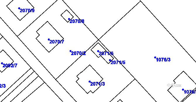 Parcela st. 2071/6 v KÚ Fryčovice, Katastrální mapa