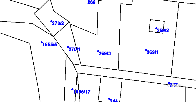 Parcela st. 269/3 v KÚ Fryčovice, Katastrální mapa
