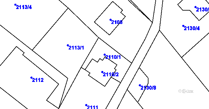 Parcela st. 2110/1 v KÚ Fryčovice, Katastrální mapa