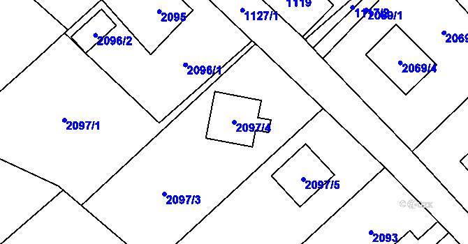 Parcela st. 2097/4 v KÚ Fryčovice, Katastrální mapa