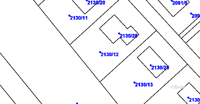 Parcela st. 2130/12 v KÚ Fryčovice, Katastrální mapa