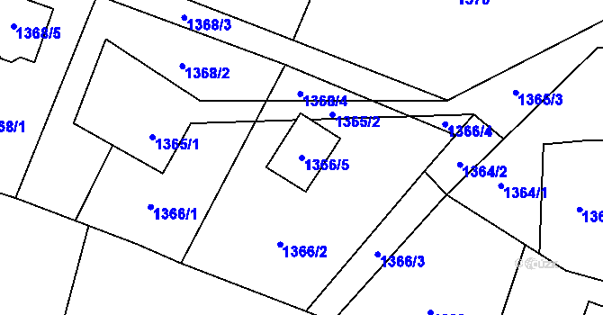 Parcela st. 1366/5 v KÚ Fryčovice, Katastrální mapa