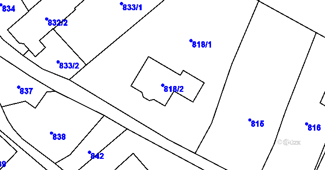 Parcela st. 818/2 v KÚ Fryčovice, Katastrální mapa
