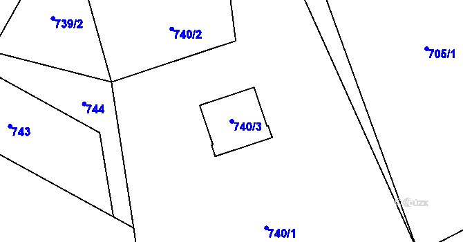 Parcela st. 740/3 v KÚ Fryčovice, Katastrální mapa