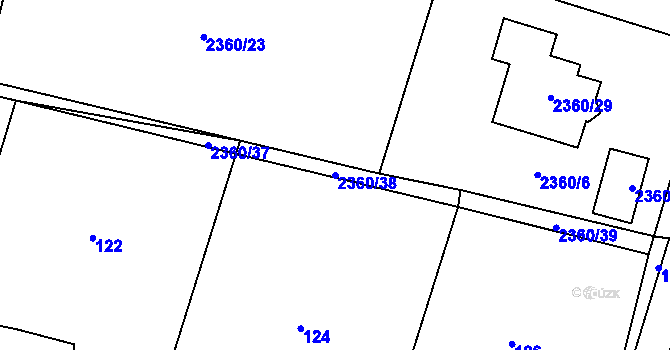 Parcela st. 2360/38 v KÚ Fryčovice, Katastrální mapa