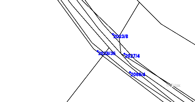 Parcela st. 2028/36 v KÚ Fryčovice, Katastrální mapa