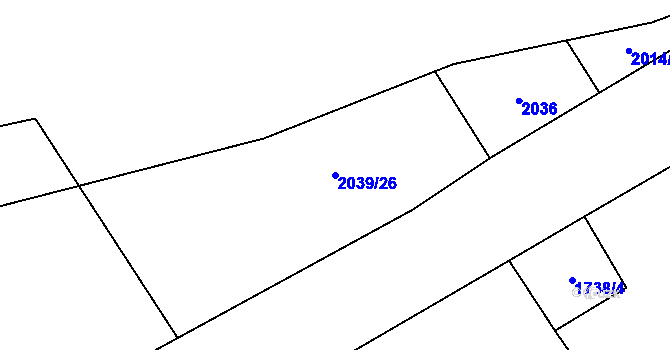 Parcela st. 2039/26 v KÚ Fryčovice, Katastrální mapa