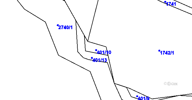 Parcela st. 401/10 v KÚ Fryčovice, Katastrální mapa