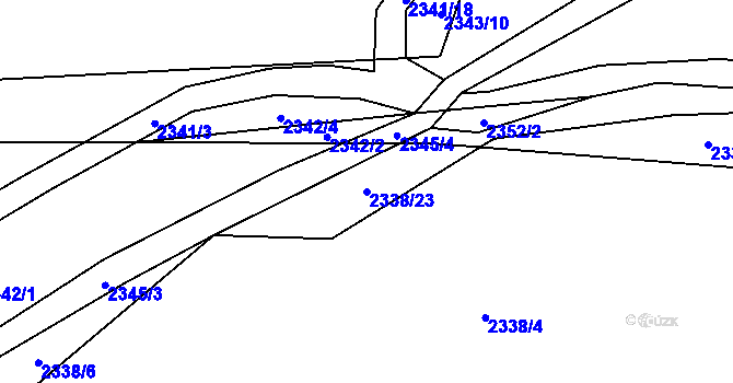 Parcela st. 2338/23 v KÚ Fryčovice, Katastrální mapa