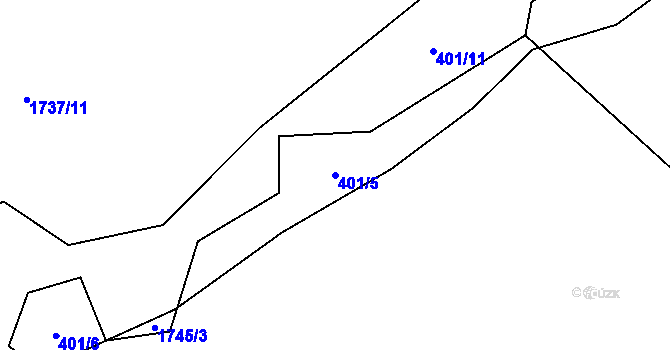 Parcela st. 401/5 v KÚ Fryčovice, Katastrální mapa