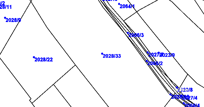Parcela st. 2028/33 v KÚ Fryčovice, Katastrální mapa