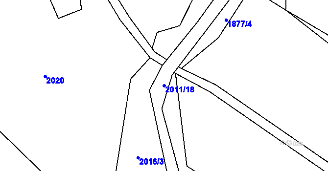Parcela st. 2011/18 v KÚ Fryčovice, Katastrální mapa