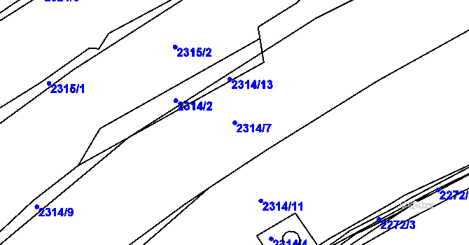 Parcela st. 2314/7 v KÚ Fryčovice, Katastrální mapa