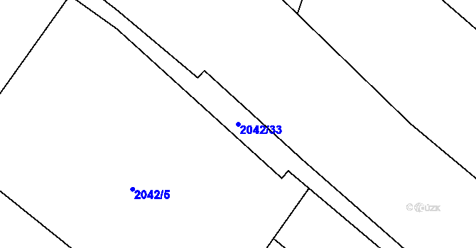 Parcela st. 2042/33 v KÚ Fryčovice, Katastrální mapa