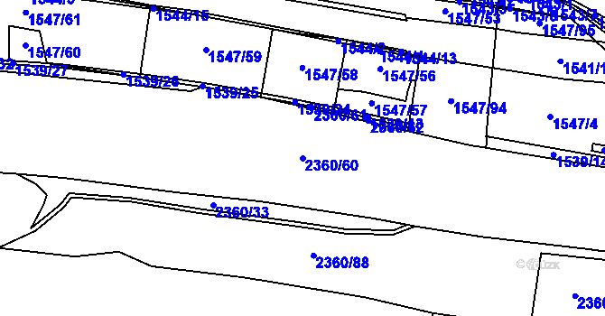 Parcela st. 2360/60 v KÚ Fryčovice, Katastrální mapa