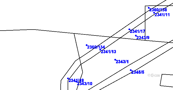 Parcela st. 2360/134 v KÚ Fryčovice, Katastrální mapa