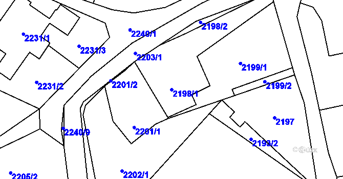 Parcela st. 2198/1 v KÚ Fryčovice, Katastrální mapa