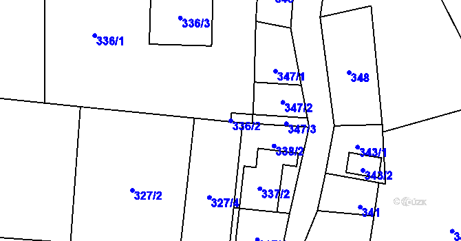 Parcela st. 336/2 v KÚ Fryčovice, Katastrální mapa