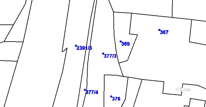 Parcela st. 377/3 v KÚ Fryčovice, Katastrální mapa