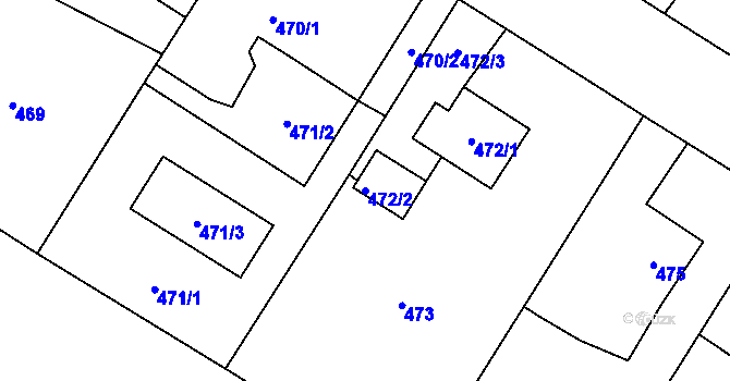 Parcela st. 472/2 v KÚ Fryčovice, Katastrální mapa