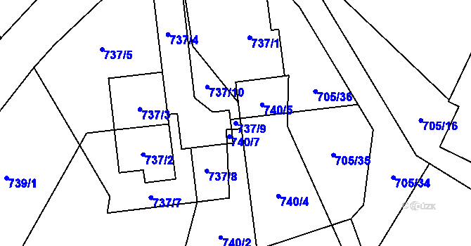 Parcela st. 737/9 v KÚ Fryčovice, Katastrální mapa