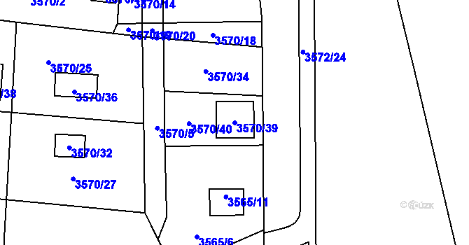 Parcela st. 3570/39 v KÚ Místek, Katastrální mapa
