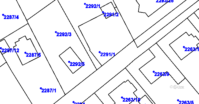 Parcela st. 2291/1 v KÚ Místek, Katastrální mapa