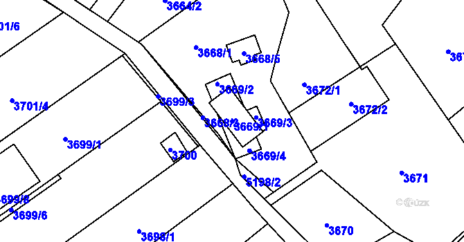 Parcela st. 3669/1 v KÚ Místek, Katastrální mapa