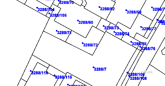 Parcela st. 3288/72 v KÚ Místek, Katastrální mapa