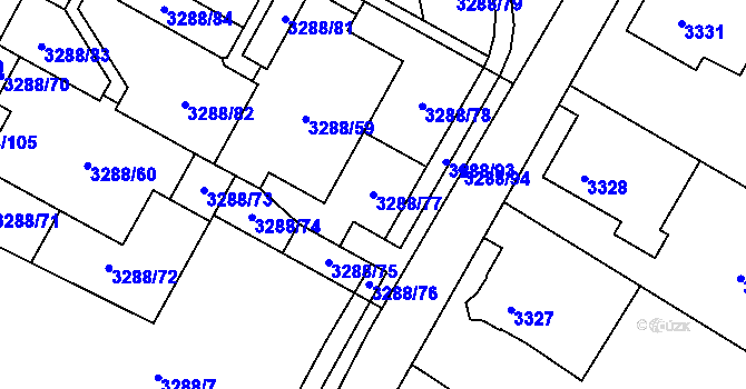 Parcela st. 3288/77 v KÚ Místek, Katastrální mapa