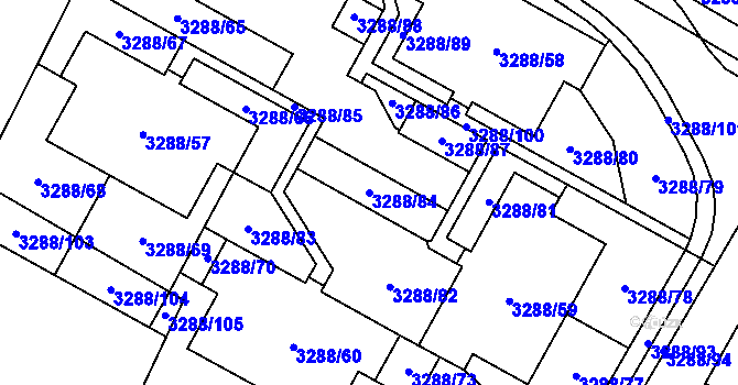 Parcela st. 3288/84 v KÚ Místek, Katastrální mapa