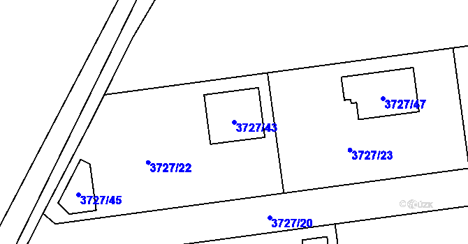 Parcela st. 3727/43 v KÚ Místek, Katastrální mapa