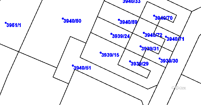 Parcela st. 3939/15 v KÚ Místek, Katastrální mapa