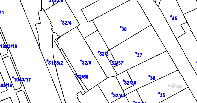 Parcela st. 32/3 v KÚ Místek, Katastrální mapa
