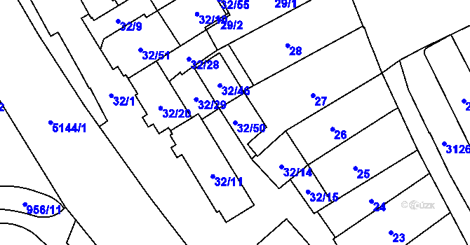 Parcela st. 32/50 v KÚ Místek, Katastrální mapa