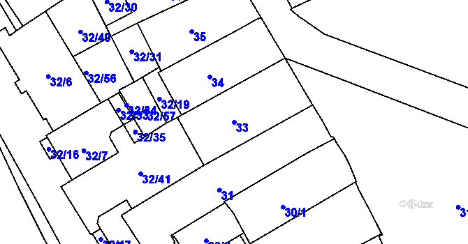 Parcela st. 33 v KÚ Místek, Katastrální mapa