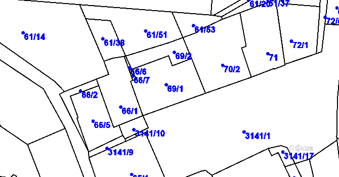 Parcela st. 69 v KÚ Místek, Katastrální mapa