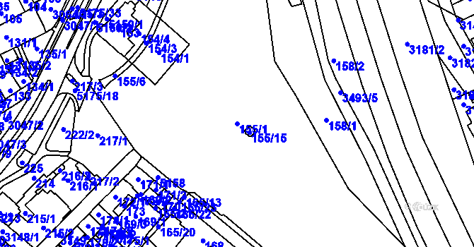 Parcela st. 155/1 v KÚ Místek, Katastrální mapa