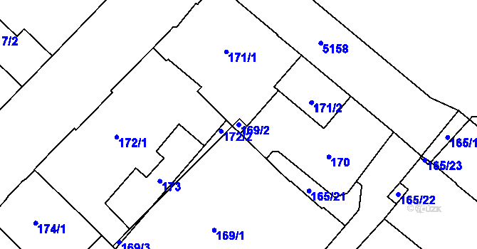 Parcela st. 169/2 v KÚ Místek, Katastrální mapa