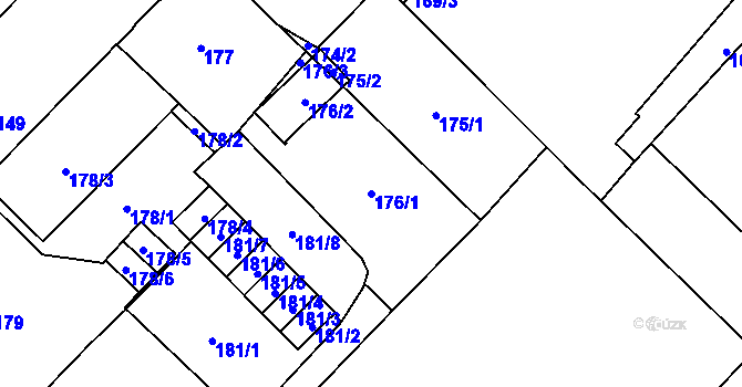 Parcela st. 176/1 v KÚ Místek, Katastrální mapa