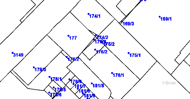 Parcela st. 176/2 v KÚ Místek, Katastrální mapa