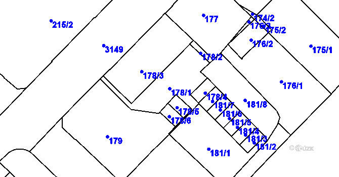Parcela st. 178/1 v KÚ Místek, Katastrální mapa