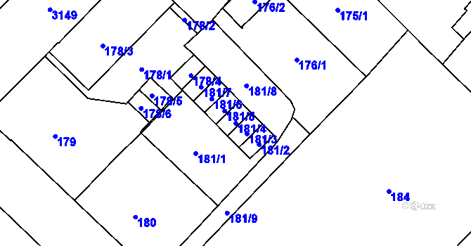 Parcela st. 181/4 v KÚ Místek, Katastrální mapa
