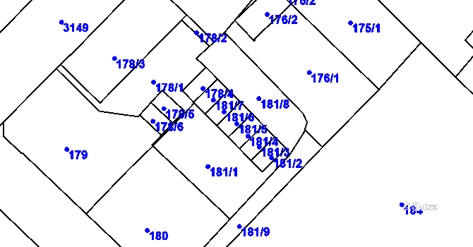 Parcela st. 181/5 v KÚ Místek, Katastrální mapa