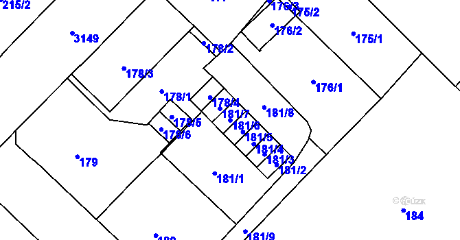 Parcela st. 181/6 v KÚ Místek, Katastrální mapa