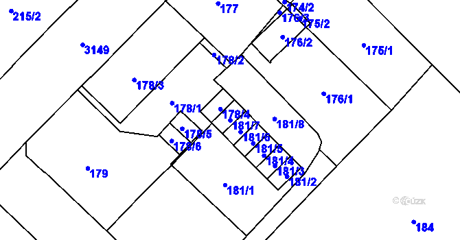 Parcela st. 181/7 v KÚ Místek, Katastrální mapa