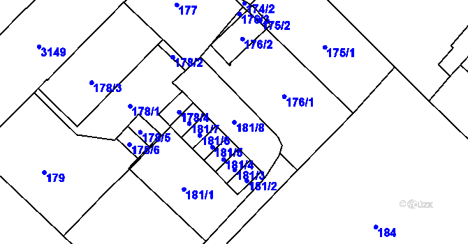 Parcela st. 181/8 v KÚ Místek, Katastrální mapa