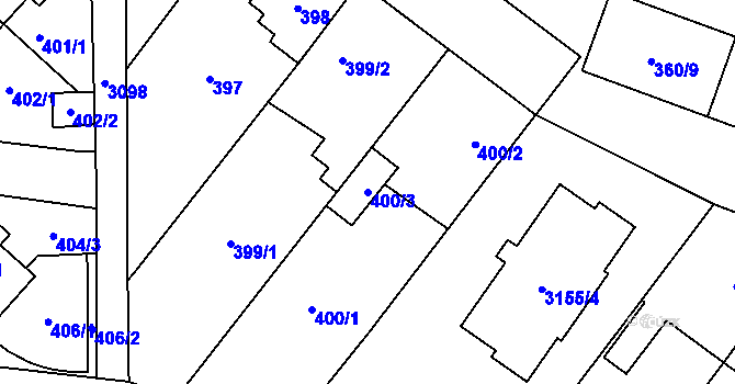 Parcela st. 400/3 v KÚ Místek, Katastrální mapa