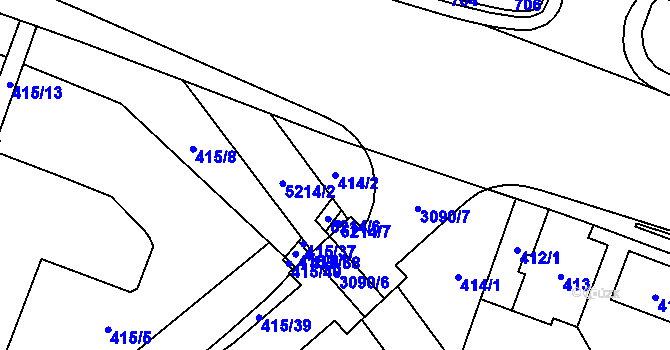 Parcela st. 414/2 v KÚ Místek, Katastrální mapa