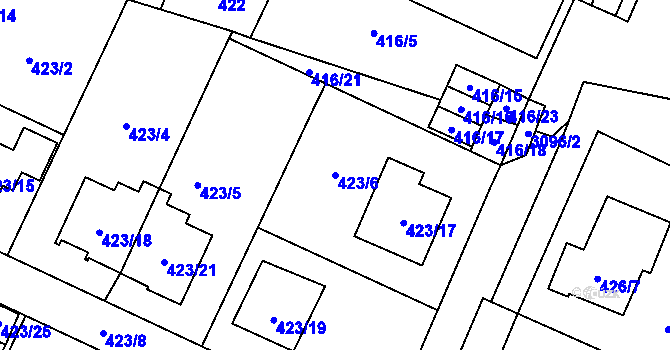 Parcela st. 423/6 v KÚ Místek, Katastrální mapa